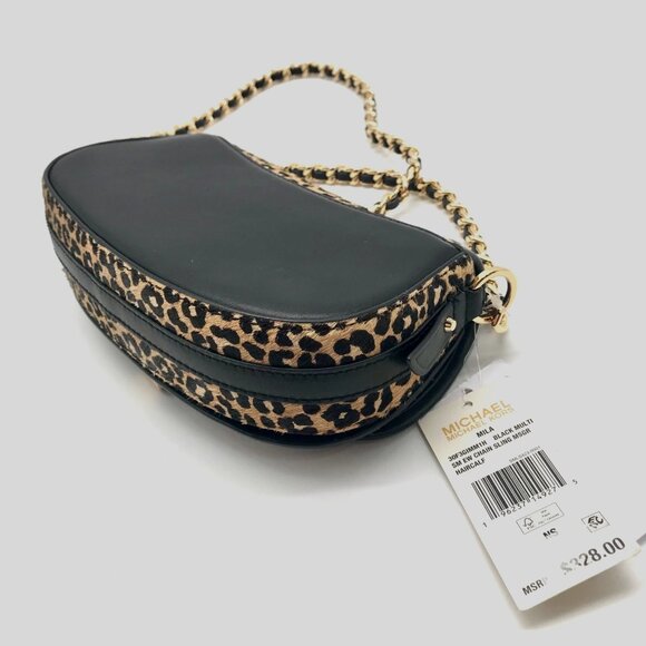 Michael Kors Mila Small East West Leopard Chain Sling Shoulder Bag - Picture 8 of 10